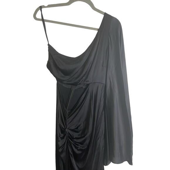 Michael Costello X Revolve Kamaria Gown One Shoulder Cut-Out Slit Black Size XXS - Picture 7 of 16